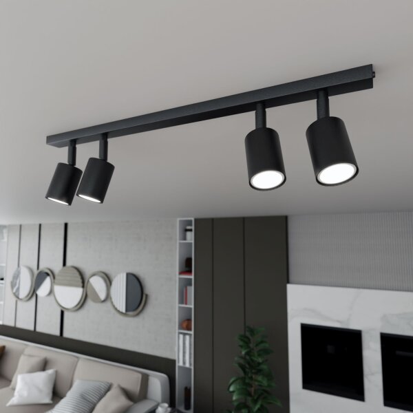Deckenspot Metall Schwarz L: 70 cm schwenkbar GU10 4-flammig