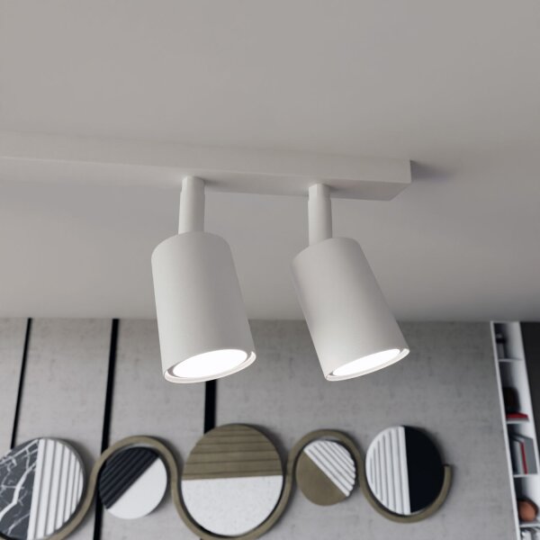 Deckenlampe Weiß 70 cm lang Metall schwenkbar GU10 4-flammig