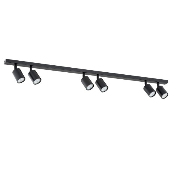 Deckenstrahler Metall 116 cm lang Schwarz GU10 6-flammig