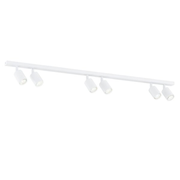 Deckenstrahler Weiß 116 cm lang Metall GU10 6-flammig