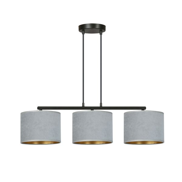 Pendelleuchte Metall Stoff L: 72 cm Schwarz Grau Gold E27