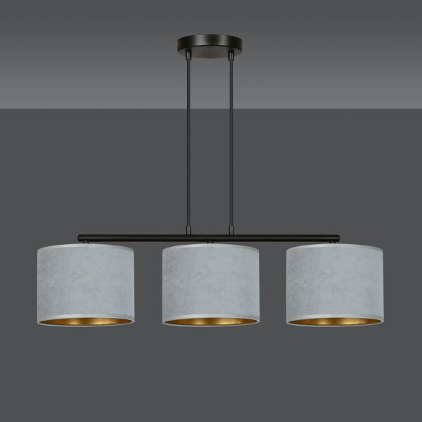 Pendelleuchte Metall Stoff L: 72 cm Schwarz Grau Gold E27