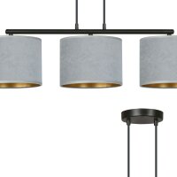 Pendelleuchte Metall Stoff L: 72 cm Schwarz Grau Gold E27