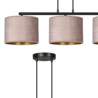 Hängelampe Metall Stoff L: 72 cm Schwarz Rosa Gold...