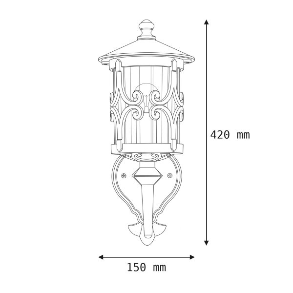 Schwarze Wandlampe Aluminium IP23 Rustikal dekorativ