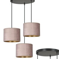 Hängeleuchte Stoff Metall Schwarz Rosa Gold...