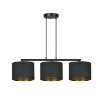 Pendelleuchte Stoff Metall L: 72cm Schwarz Gold 3-flammig...