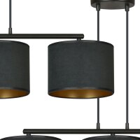 Pendelleuchte Stoff Metall L: 72cm Schwarz Gold 3-flammig...
