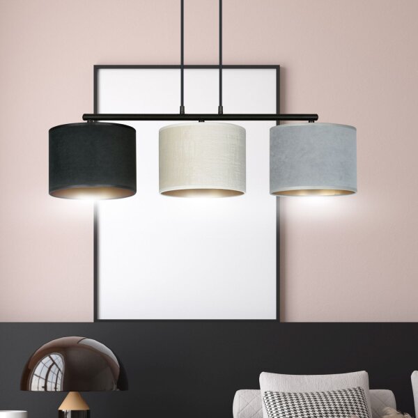 Hängelampe Stoff Metall L: 72 cm 3x E27 Modern CYRIL