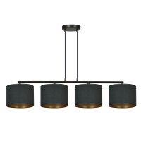 H&auml;ngelampe Schwarz Gold L: 97 cm Stoff Metall E27...