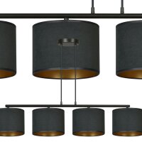 Hängelampe Schwarz Gold L: 97 cm Stoff Metall E27...