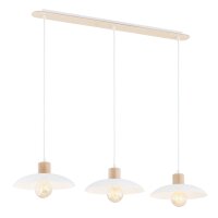 Pendelleuchte 3-flammig E27 L: 90 Weiß Holzoptik...