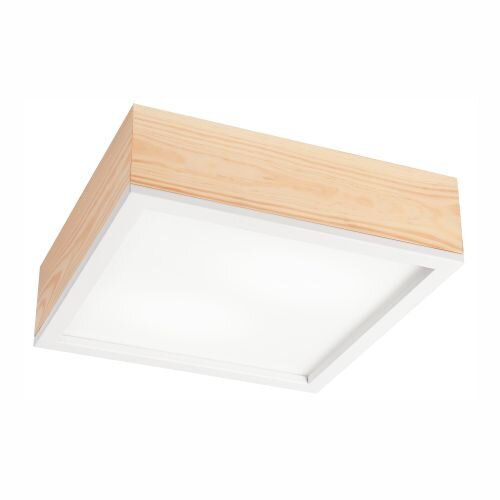 Holz Deckenlampe blendarm Glasschirm E27 B:31 cm eckig