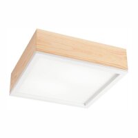 Holz Deckenlampe blendarm Glasschirm E27 B:31 cm eckig