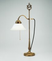 Tischlampe mit Zugschalter Messing Glas E27 blendarm