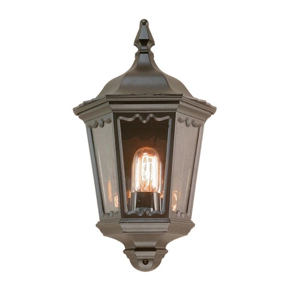 Wandleuchte Außen Glas Metall Schwarz E27 IP43 B:26 cm