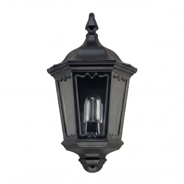 Wandleuchte Außen Glas Metall Schwarz E27 IP43 B:26 cm