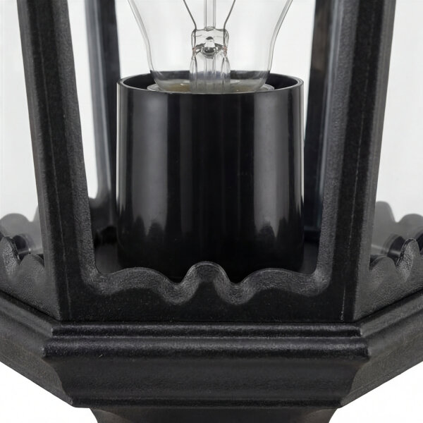 Wandleuchte Außen Glas Metall Schwarz E27 IP43 B:26 cm
