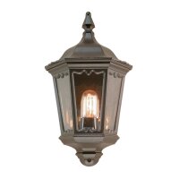 Wandleuchte Au&szlig;en Glas Metall Schwarz E27 IP43 B:26 cm