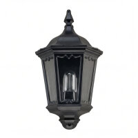 Wandleuchte Außen Glas Metall Schwarz E27 IP43 B:26 cm