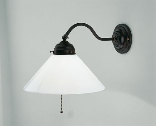 Wandlampe mit Zugschalter Glas Messing T:35 cm blendarm