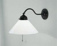 Wandlampe mit Zugschalter Glas Messing T:35 cm blendarm