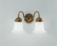 Wandlampe Glas Berliner Messing E27 T:17 cm 2-flammig