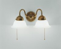 Wohnliche Wandleuchte mit Zugschalter E27 Glas Messing