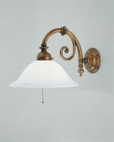 Wohnliche Wandlampe Messing Glas Schalter E27 T:42 cm