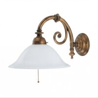 Wohnliche Wandlampe Messing Glas Schalter E27 T:42 cm