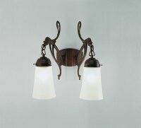 Antike Wandleuchte Messing Glas E27 T:26 cm 2-flammig
