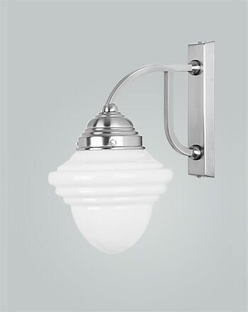 Wandlampe Messing in Nickel Glasschirm E27 T:25 cm