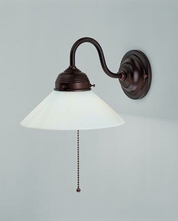 Wandlampe Antik Messing Glas Zugschalter E27 Jugendstil