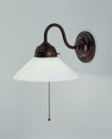 Wandlampe Antik Messing Glas Zugschalter E27 Jugendstil