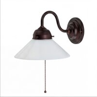 Wandlampe Antik Messing Glas Zugschalter E27 Jugendstil