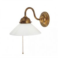 Wandlampe mit Schalter Echt-Messing Glas E27 Jugendstil