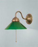 Wandlampe Messing Glas Grün Zugschalter E27 Jugendstil