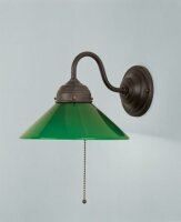 Wandlampe Antik Messing Glas Grün Schalter E27 T:25 cm