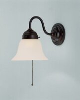 Wandleuchte Antik Messing Glas mit Zugschalter E27