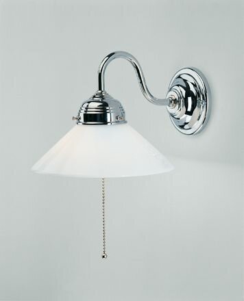 Wandleuchte Messing in Chrom Glas E27 mit Zugschalter