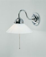Wandleuchte Messing in Chrom Glas E27 mit Zugschalter