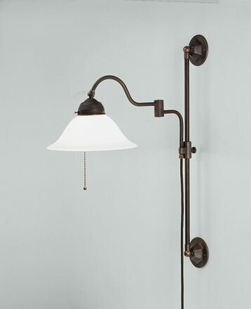 Antike Wandlampe Messing Glas Kabel Stecker Schalter