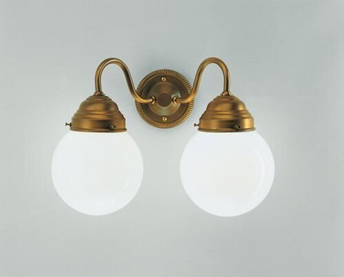 Wohnliche Wandlampe Glas Berliner Messing E27 2-flammig