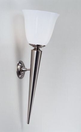 Wandfackel Echt-Messing in Nickel Glas E27 H:62 cm