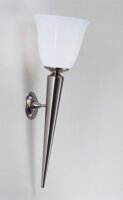Wandfackel Echt-Messing in Nickel Glas E27 H:62 cm