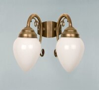 Wandlampe 2-flammig Messing Glas T:23 cm E27 Ornamente