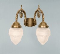 Elegante Wandlampe Messing Glas E27 2-flammig Ornamente