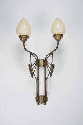 Gemütliche Wandlampe Messing Glas Elfenbein E27 2-flmg