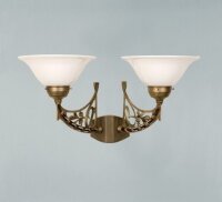 Wandlampe Messing Glas T:32 cm E27 2-flammig Jugendstil
