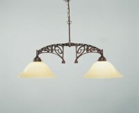Antike Hängeleuchte Messing Glas Elfenbein E27 86 cm